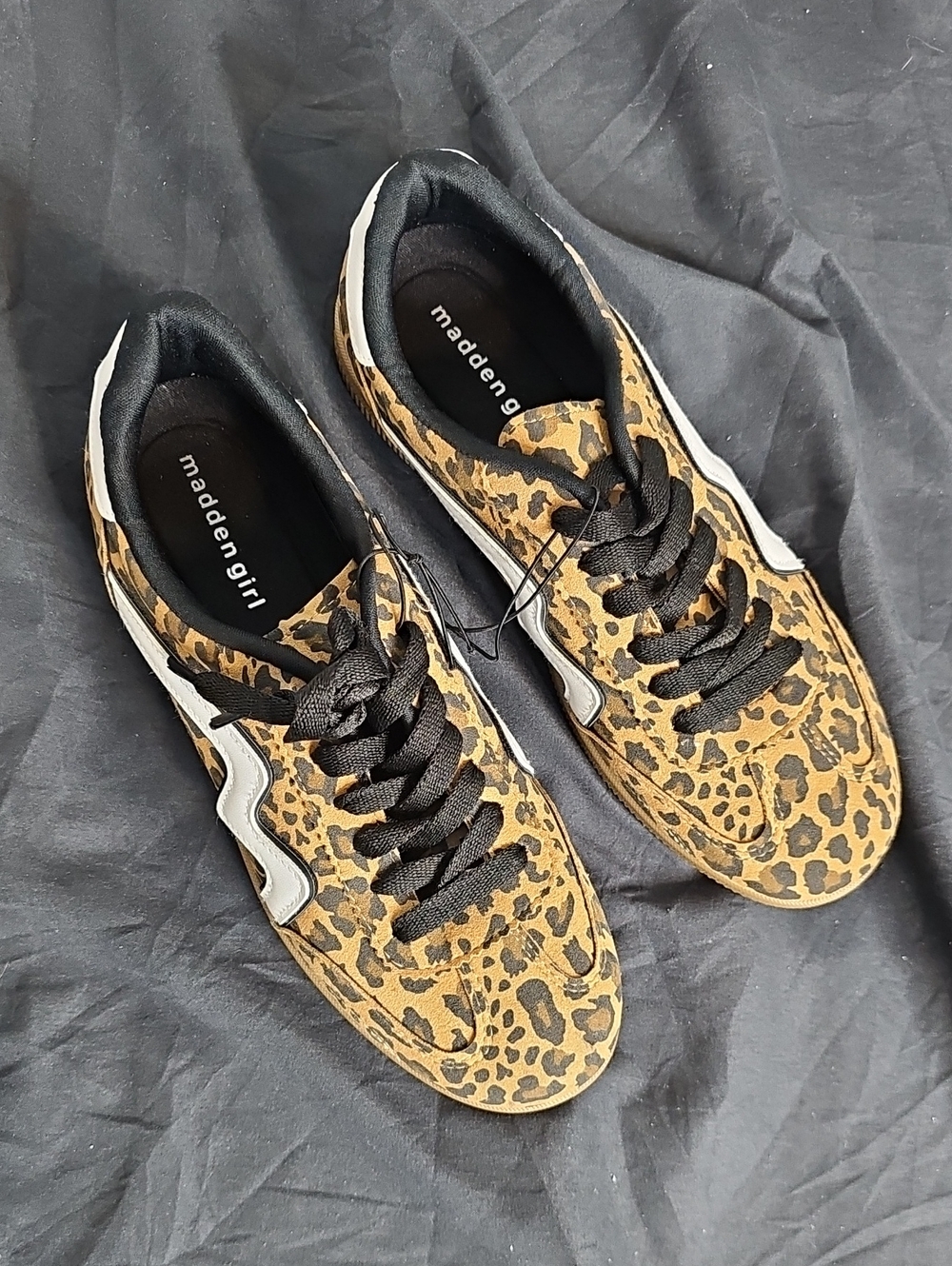 Madden Girl Leopard Print Lace-Up Sneakers - Brown & Black